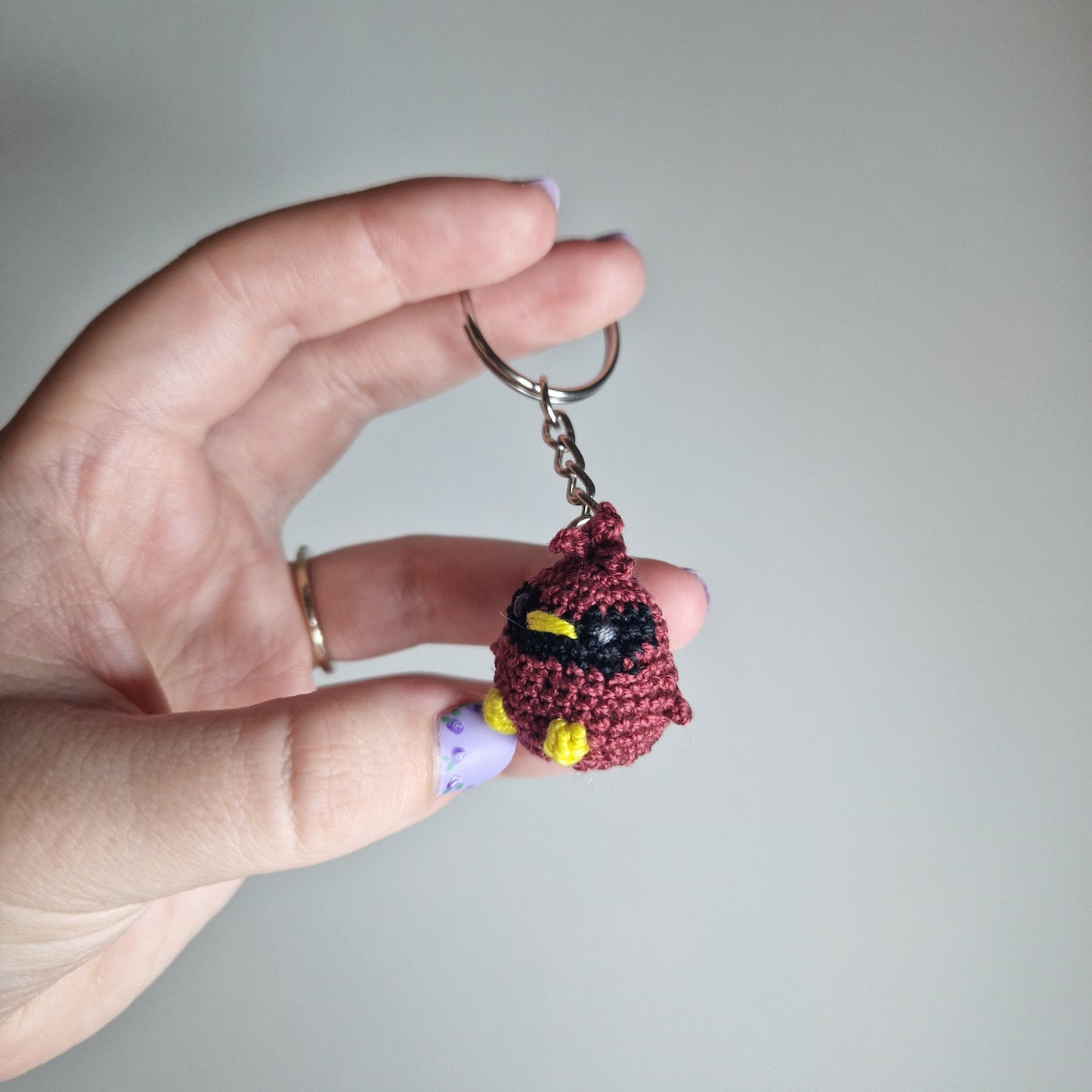 Red Cardinal micro crochet keyring