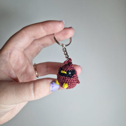 Red Cardinal micro crochet keyring