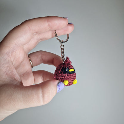 Red Cardinal micro crochet keyring