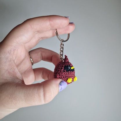 Red Cardinal micro crochet keyring