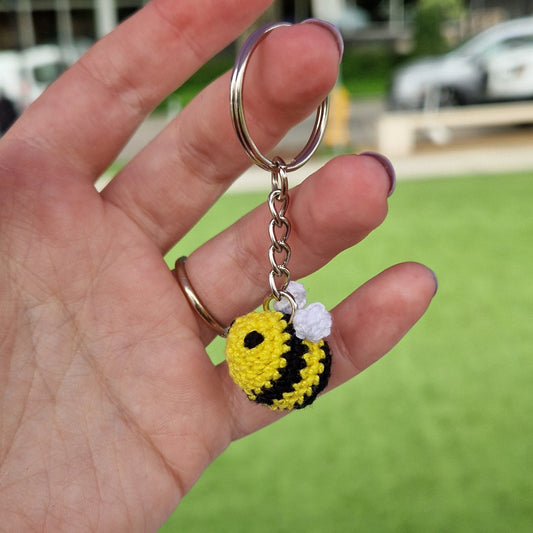 Bumble bee lace yarn micro crochet keyring