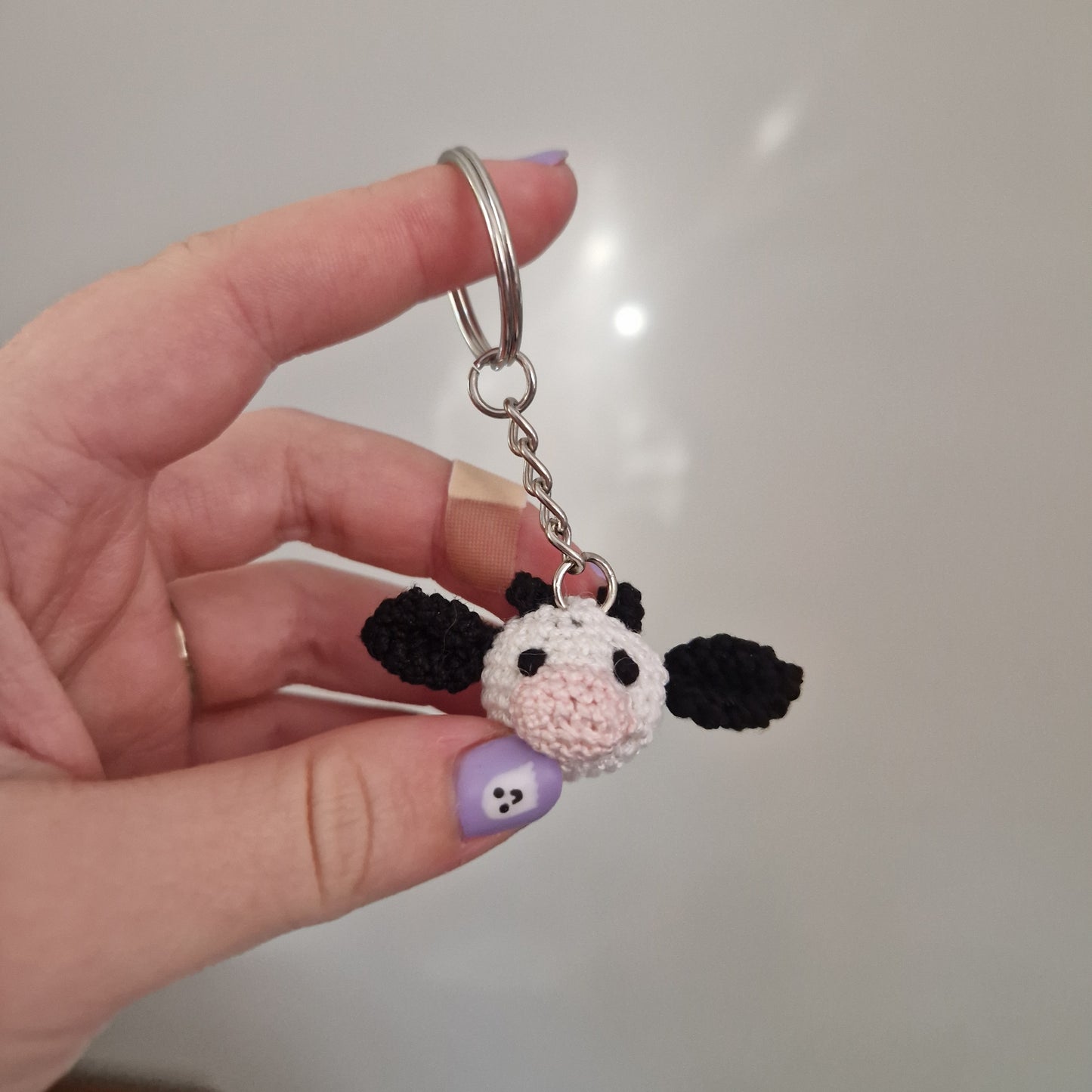 Cow head micro crochet keyring