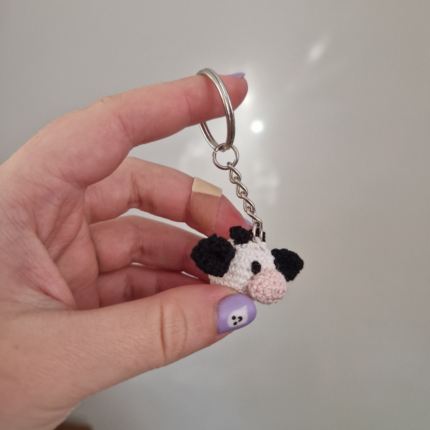 Cow head micro crochet keyring