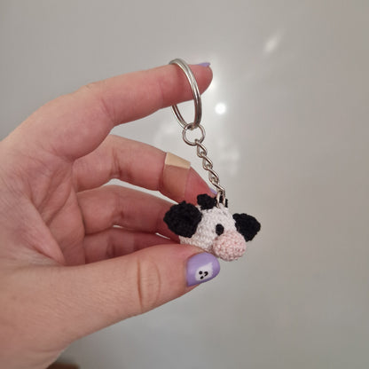 Cow head micro crochet keyring
