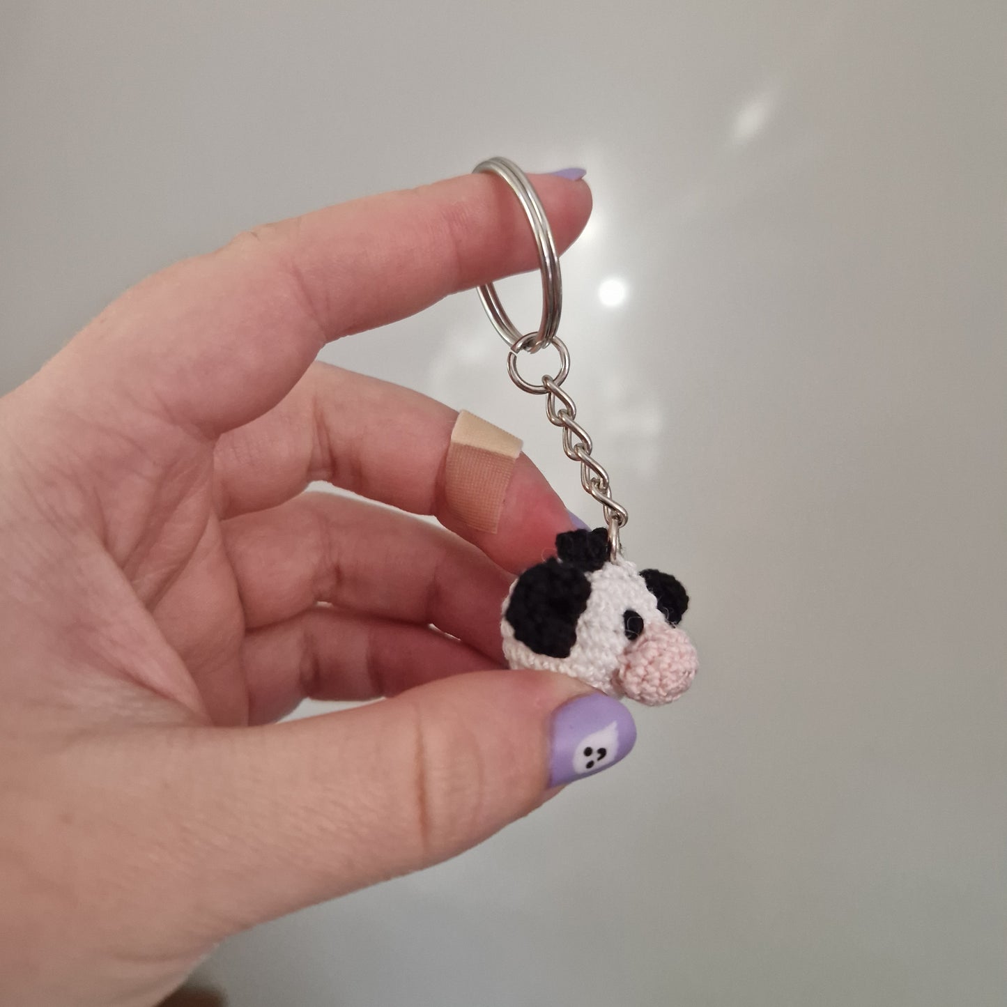 Cow head micro crochet keyring
