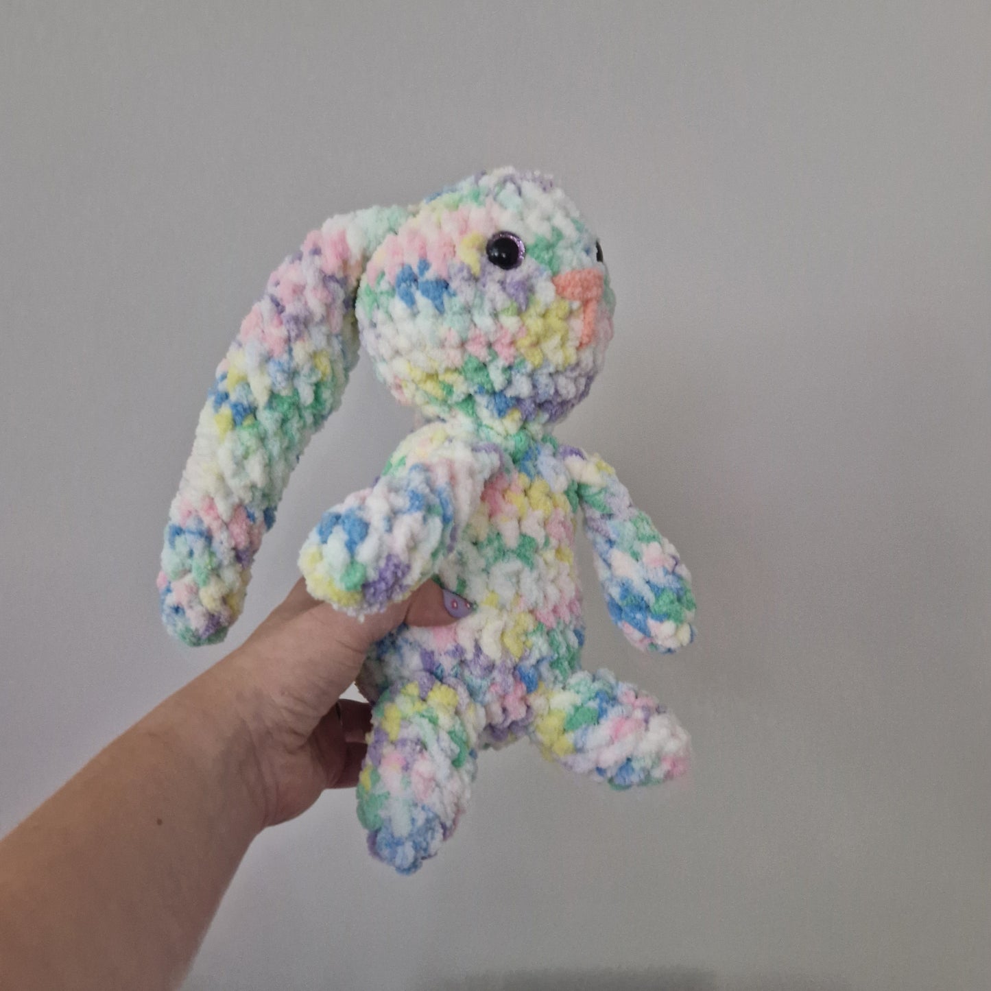 Pastel Rainbow crochet sitting bunny