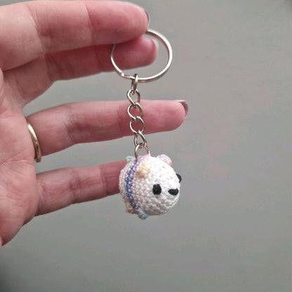 Panda lace yarn micro crochet keyring