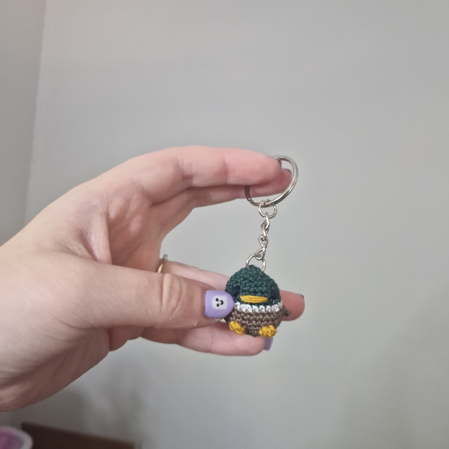 Mallard Duck micro crochet keyring
