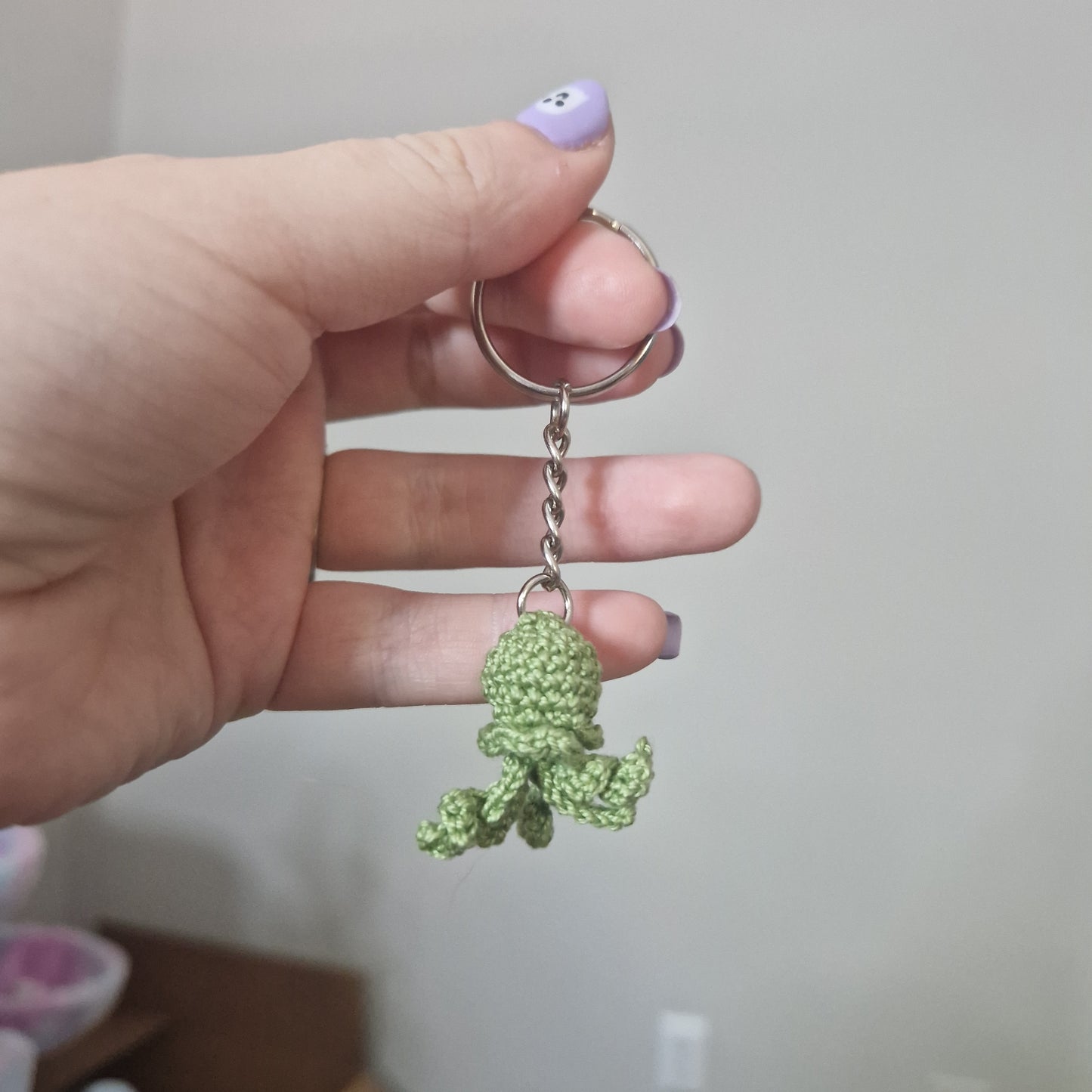 Jellyfish micro crochet keyring