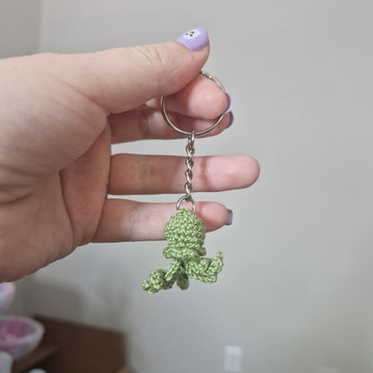 Jellyfish micro crochet keyring
