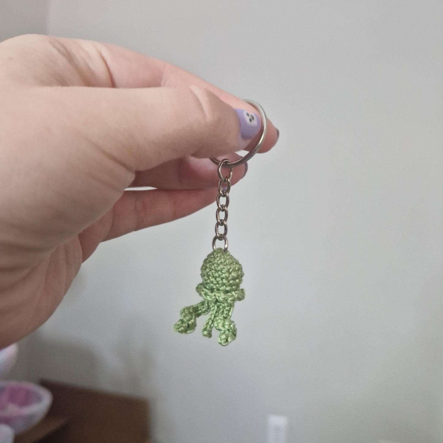 Jellyfish micro crochet keyring