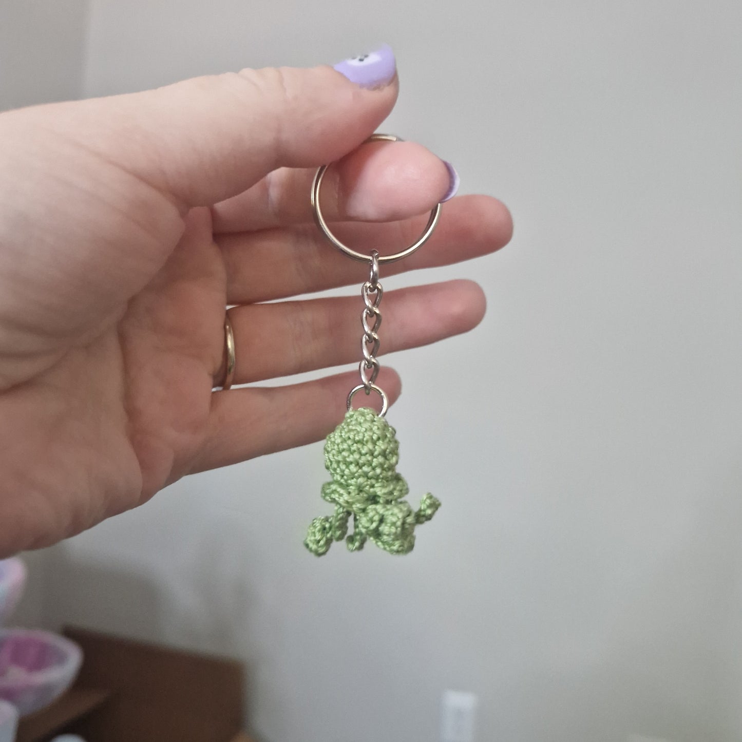 Jellyfish micro crochet keyring