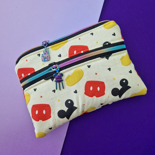 Oh Boy Mouse double zipper pouch
