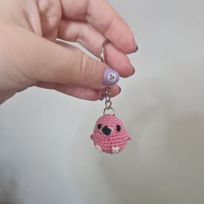 Flamingo micro crochet keyring