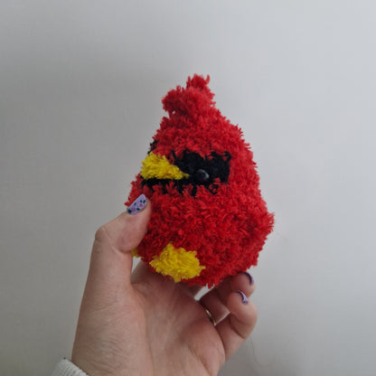 Red cardinal fluffy small crochet plushie