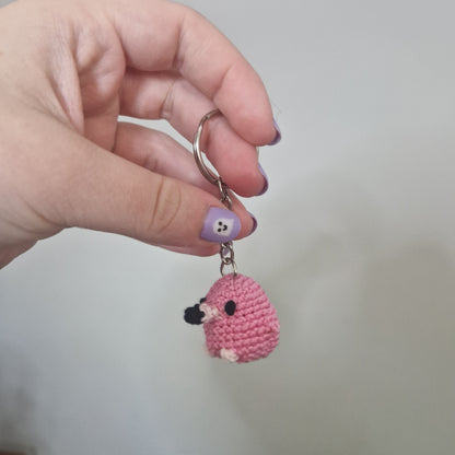 Flamingo micro crochet keyring
