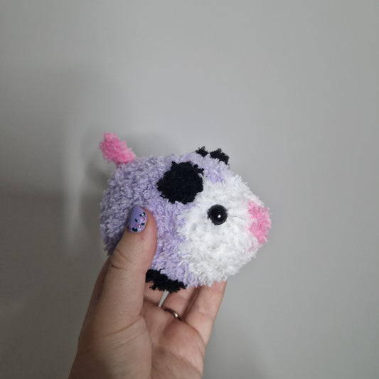 Lilac opossum fluffy small crochet plushie