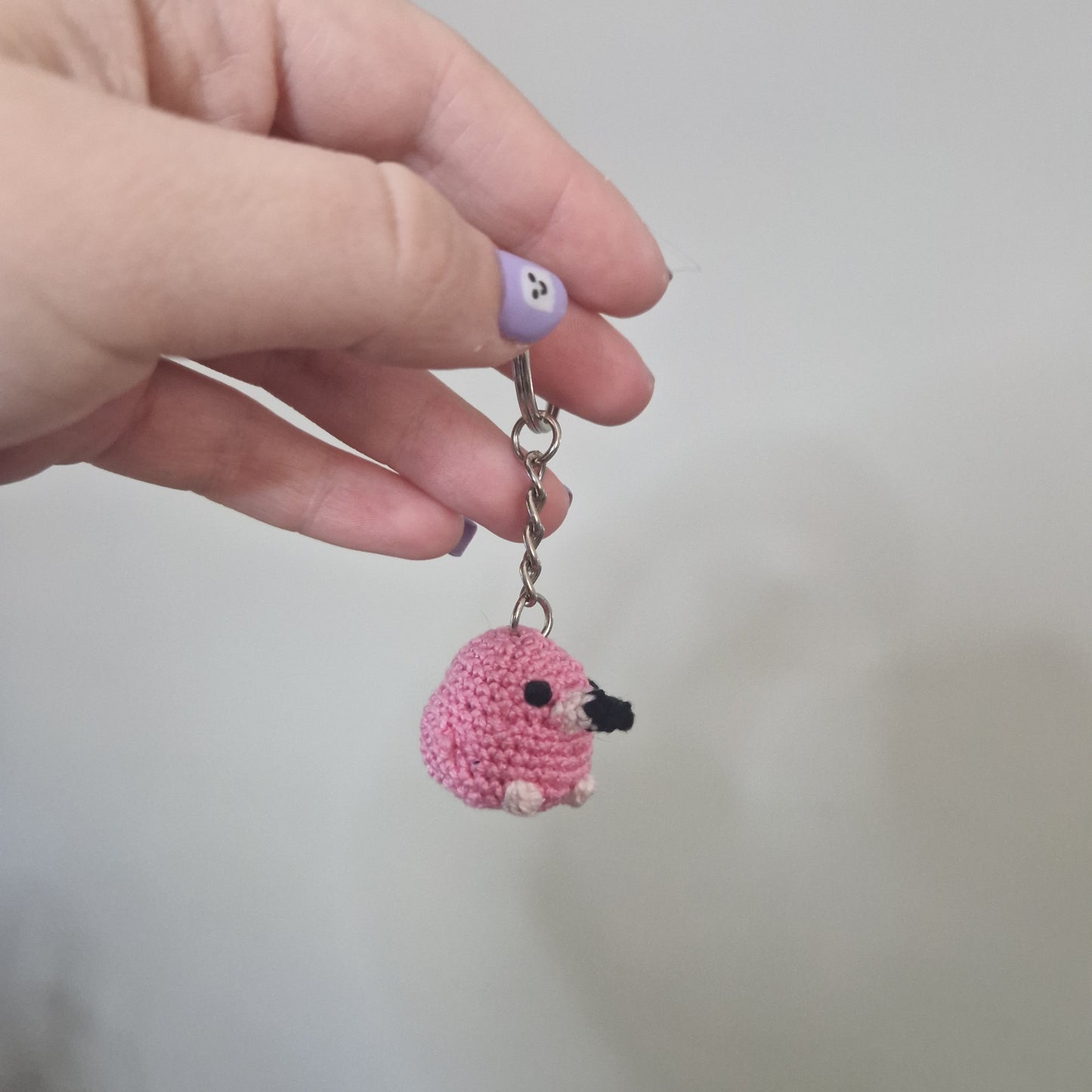 Flamingo micro crochet keyring