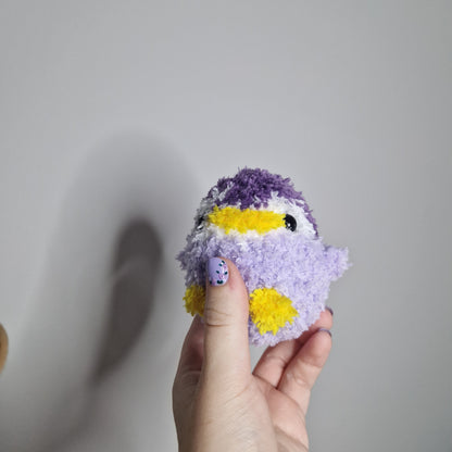 Purple penguin fluffy small crochet plushie