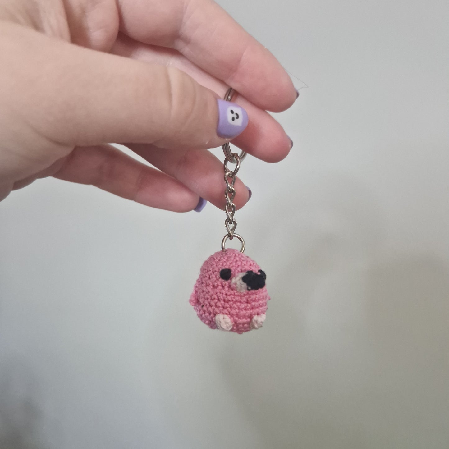 Flamingo micro crochet keyring