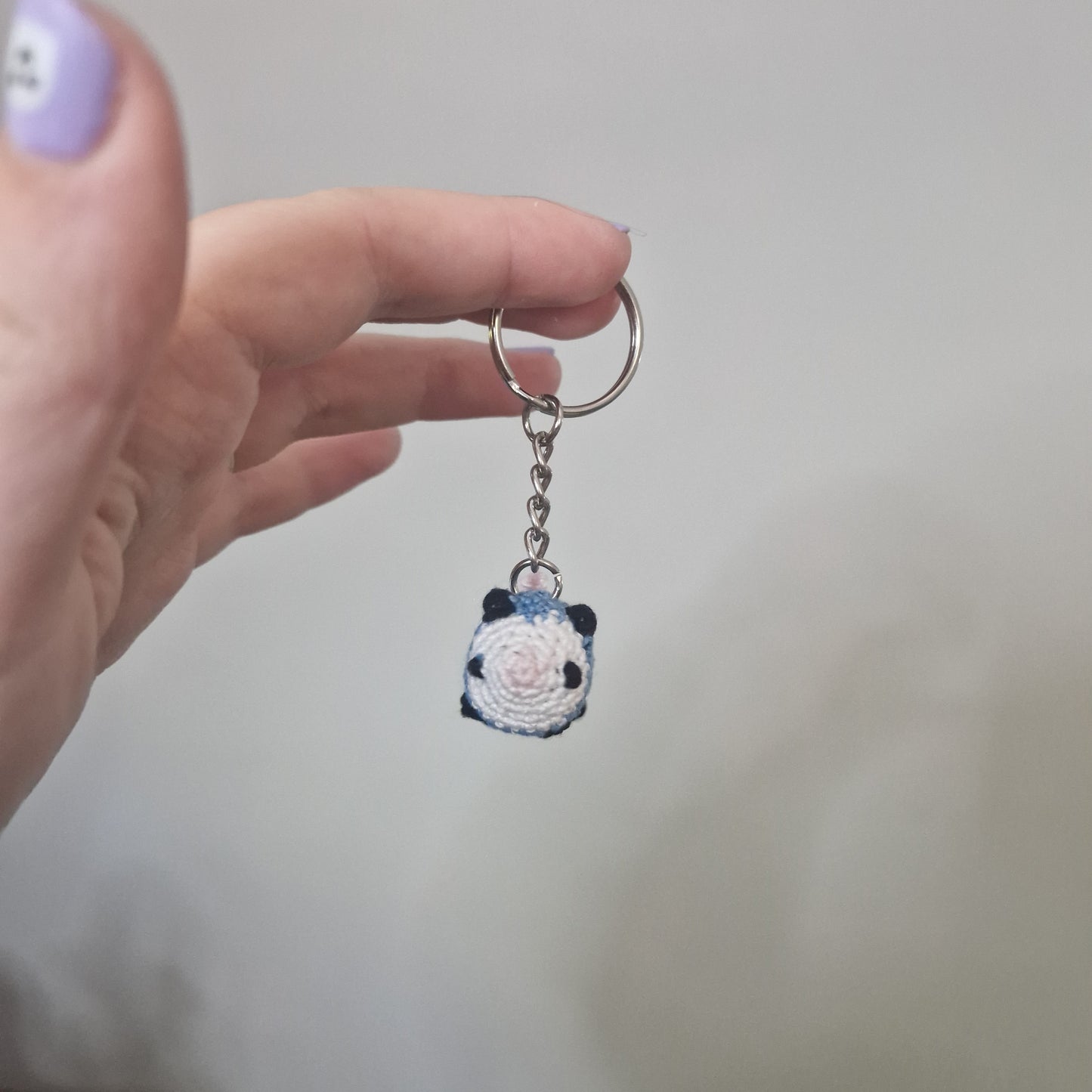Opossum micro crochet keyring