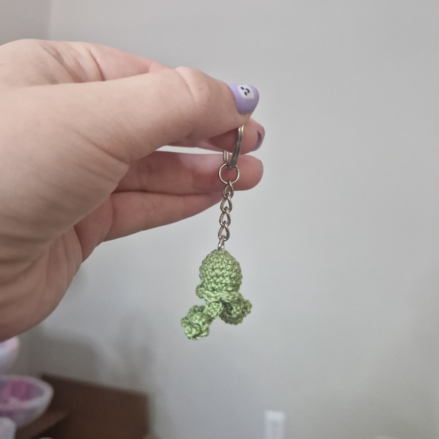Jellyfish micro crochet keyring