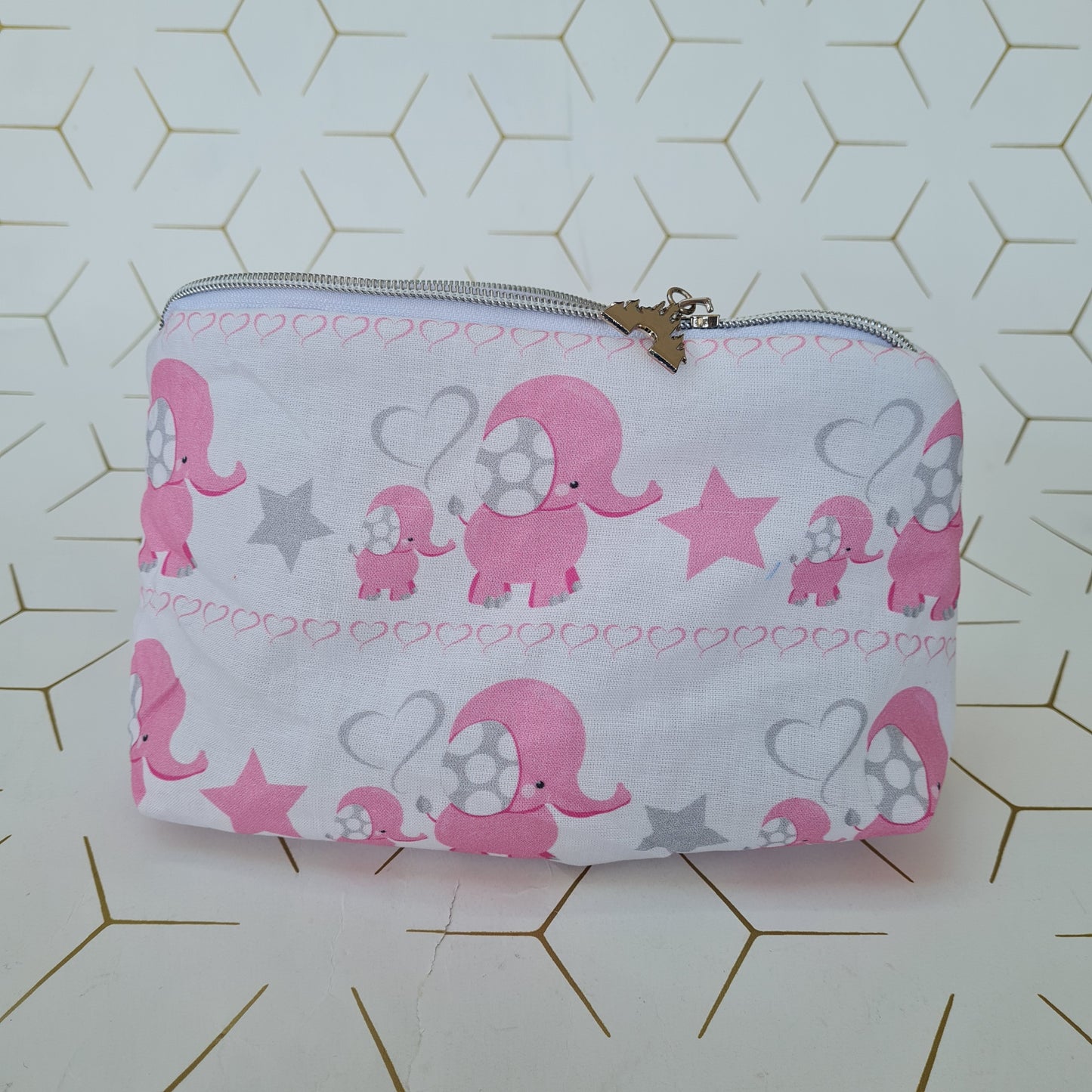 Elephants on Parade lined triangle cosmetic bag with zipper - Flying Elephant