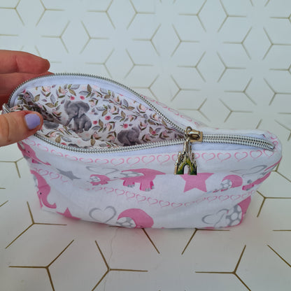 Elephants on Parade lined triangle cosmetic bag with zipper - Flying Elephant