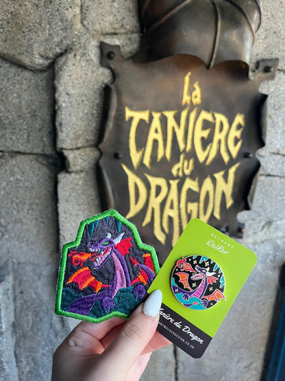 The Castle Dragon iron-on embroidered patch