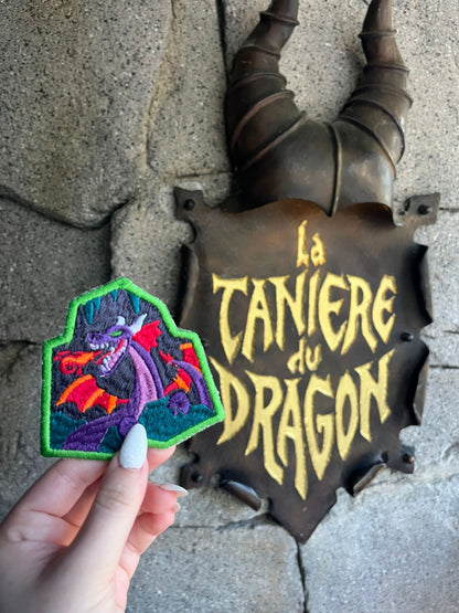 The Castle Dragon iron-on embroidered patch