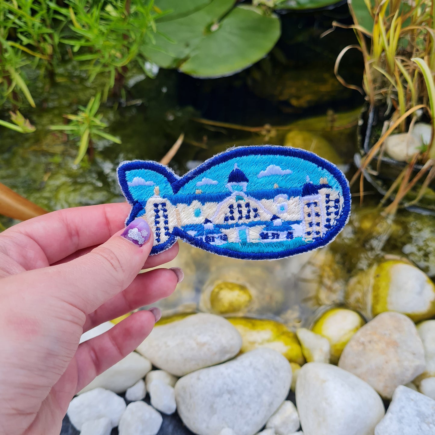 Newport Bay iron-on embroidered patch
